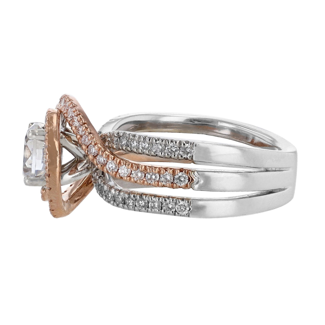 14K Two Tone Round Twist Diamond Engagement Ring - Nazarelle