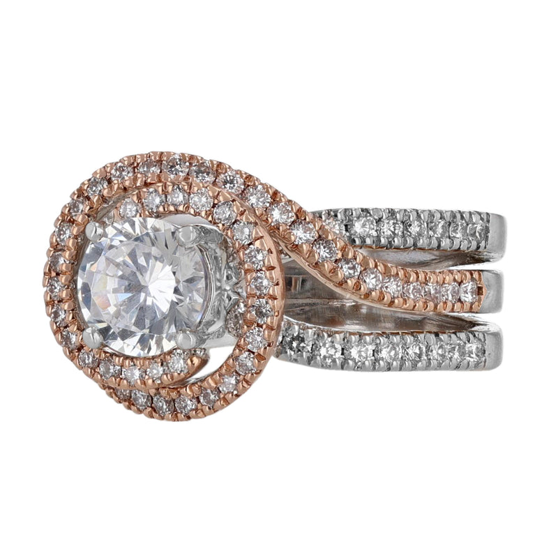 14K Two Tone Round Twist Diamond Engagement Ring - Nazarelle