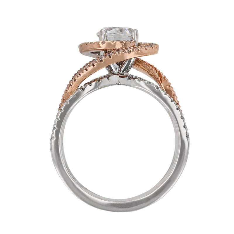 14K Two Tone Round Twist Diamond Engagement Ring - Nazarelle