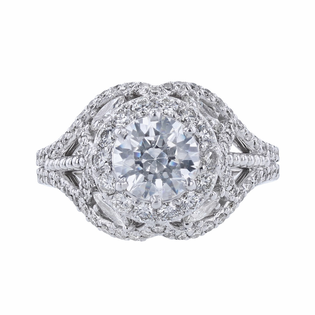 18K White Gold Marquise Cut Diamond Ring - Nazarelle