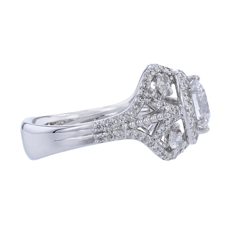 18K White Gold Marquise Cut Diamond Ring - Nazarelle