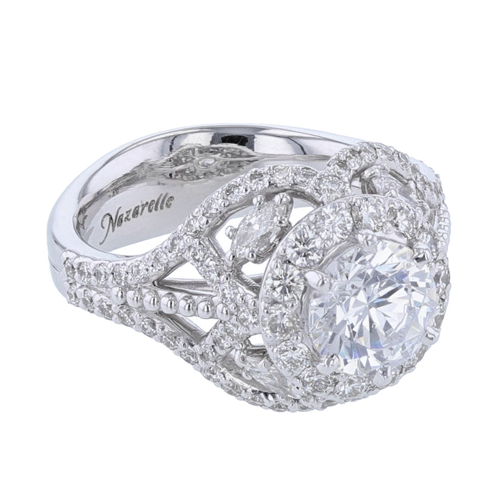 18K White Gold Marquise Cut Diamond Ring - Nazarelle