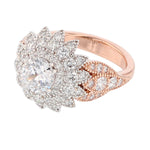 14K Rose and White Gold Round Cut Halo Diamond Engagement Ring - Nazarelle
