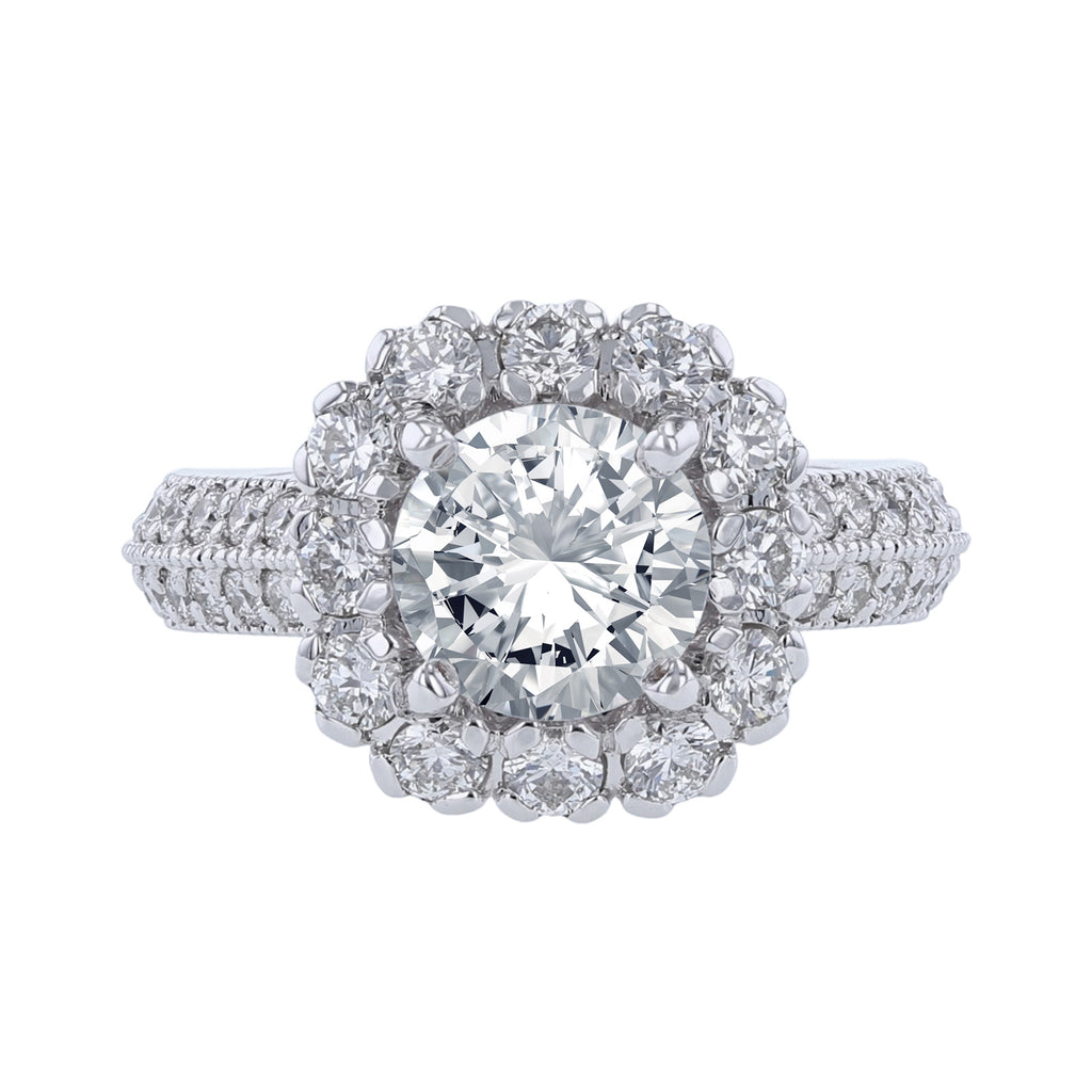 Cushion Shape Halo Double Row Diamond Ring - Nazarelle