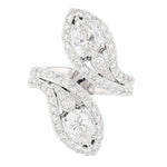 14K White Gold Double Pear Shape Diamond Ring - Nazarelle