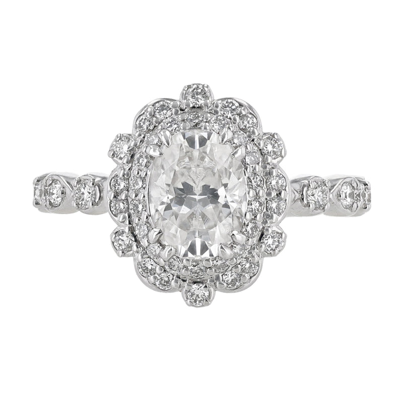 Double Halo Alternating Bezel Diamond Ring - Nazarelle
