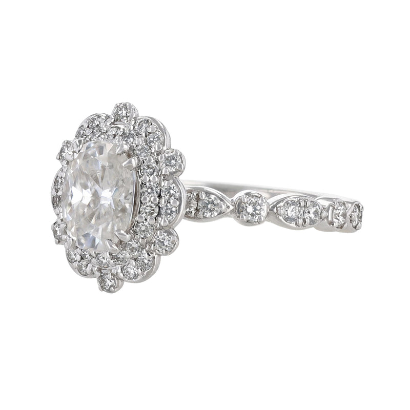Double Halo Alternating Bezel Diamond Ring - Nazarelle