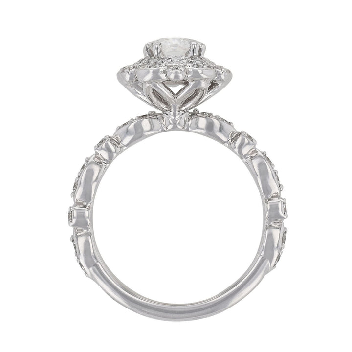 Double Halo Alternating Bezel Diamond Ring - Nazarelle