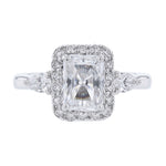 Emerald Shape Halo Pear Diamond Accent Ring, 0.58ct. - Nazarelle