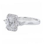 Emerald Shape Halo Pear Diamond Accent Ring, 0.58ct. - Nazarelle