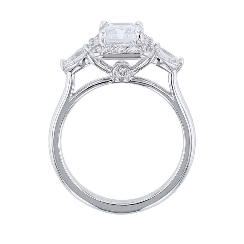Emerald Shape Halo Pear Diamond Accent Ring, 0.58ct. - Nazarelle