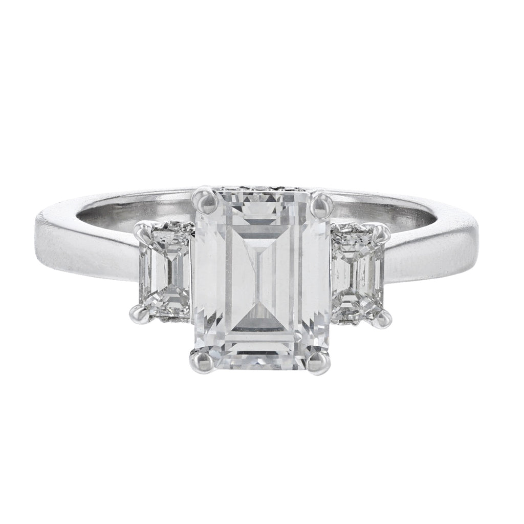 Three Stone Emerald Cut Setting - Nazarelle