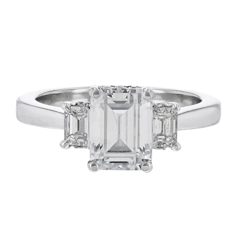 Three Stone Emerald Cut Setting - Nazarelle