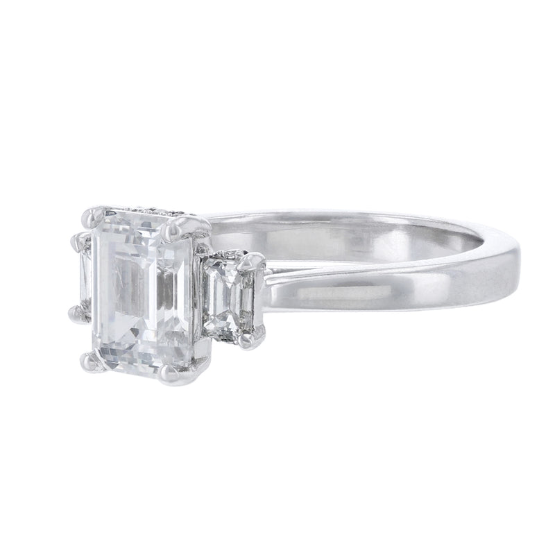 Three Stone Emerald Cut Setting - Nazarelle