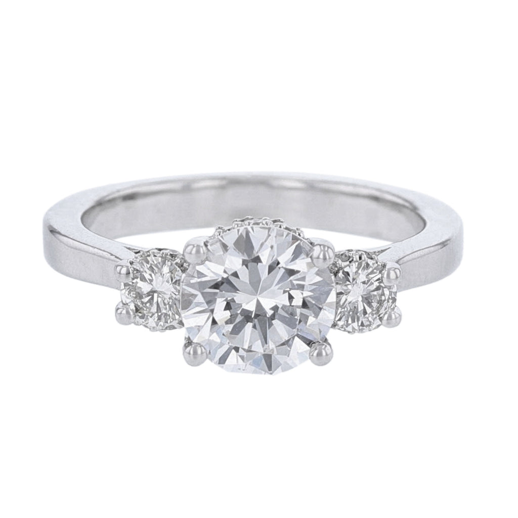 Three Stone Round Diamond Engagement Ring - Nazarelle