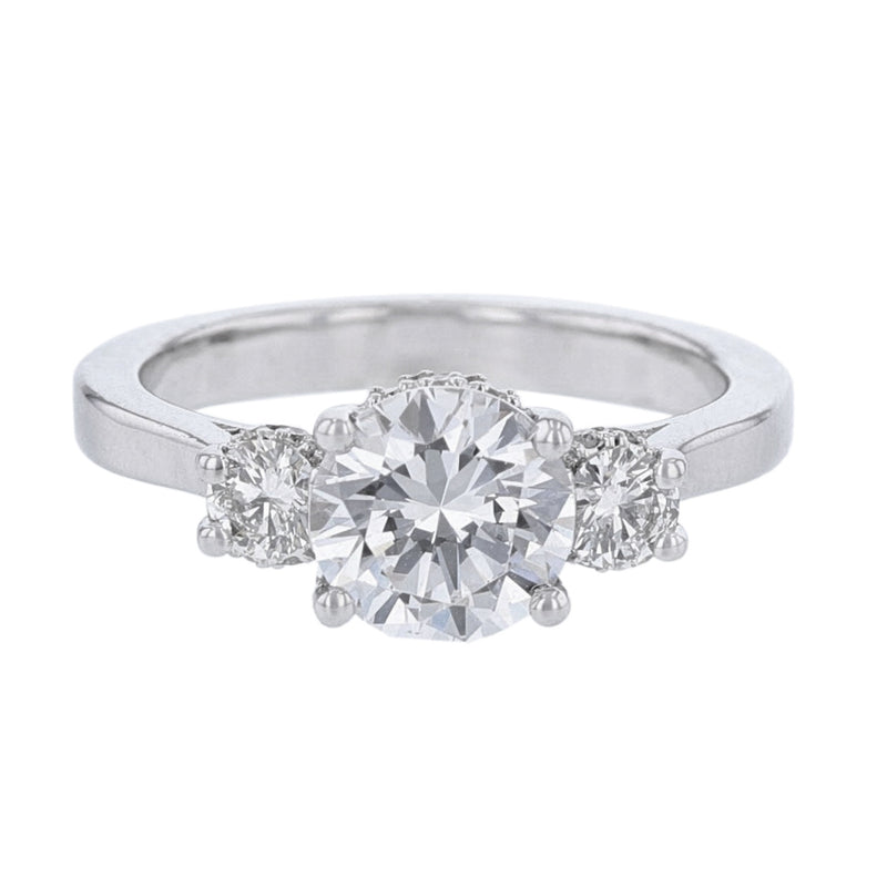 Three Stone Round Diamond Engagement Ring - Nazarelle