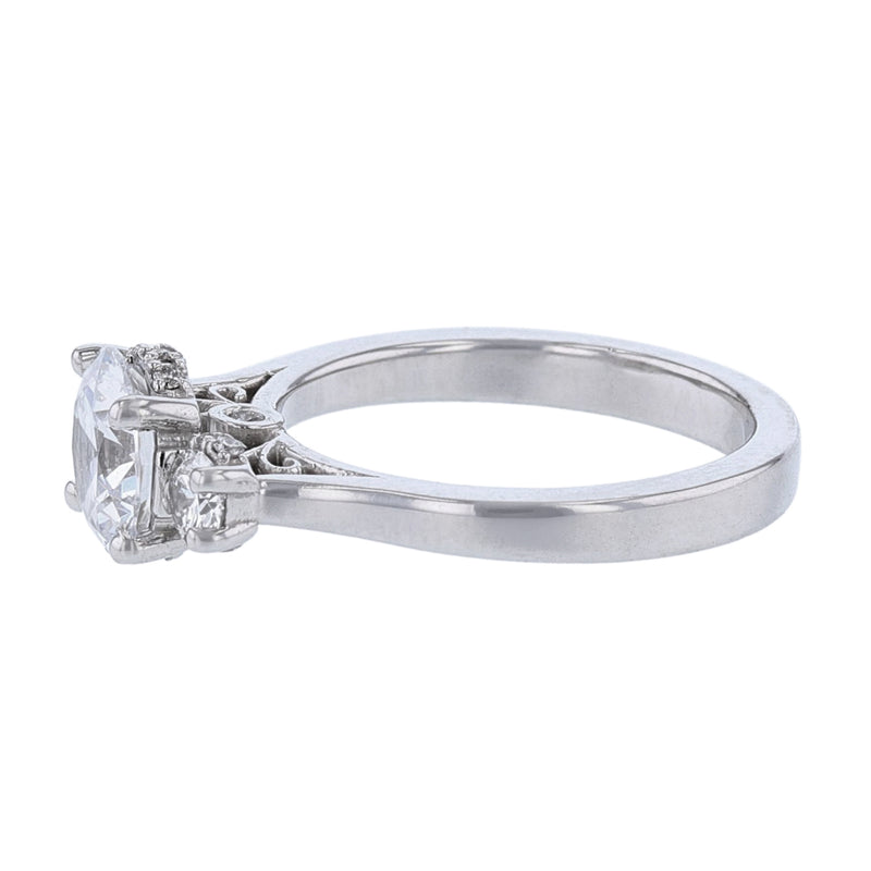 Three Stone Round Diamond Engagement Ring - Nazarelle