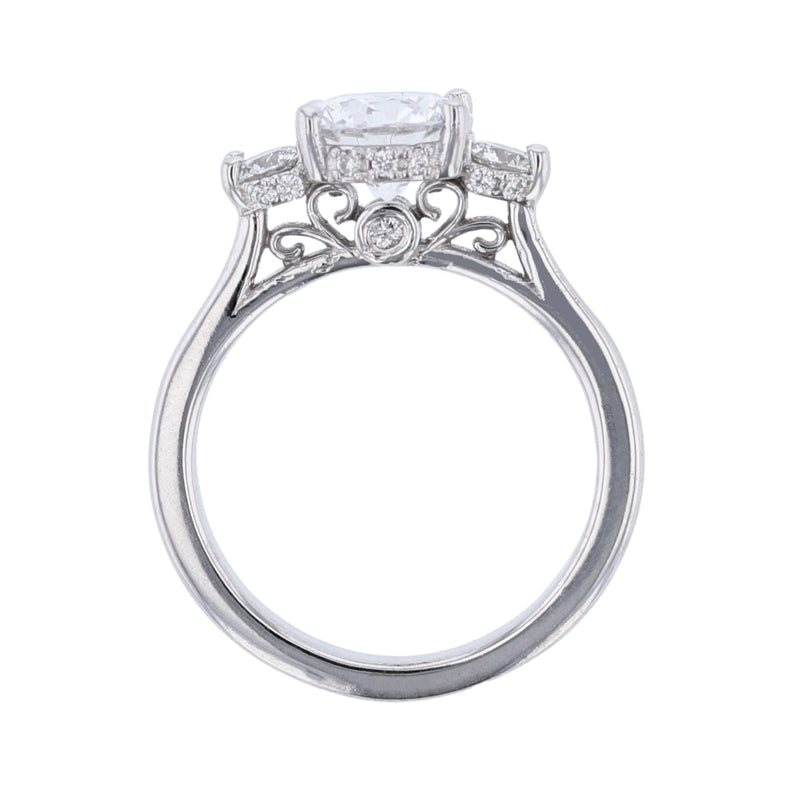 Three Stone Round Diamond Engagement Ring - Nazarelle