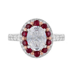 Oval Ruby Diamond Double Halo Engagement Ring - Nazarelle