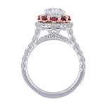 Oval Ruby Diamond Double Halo Engagement Ring - Nazarelle