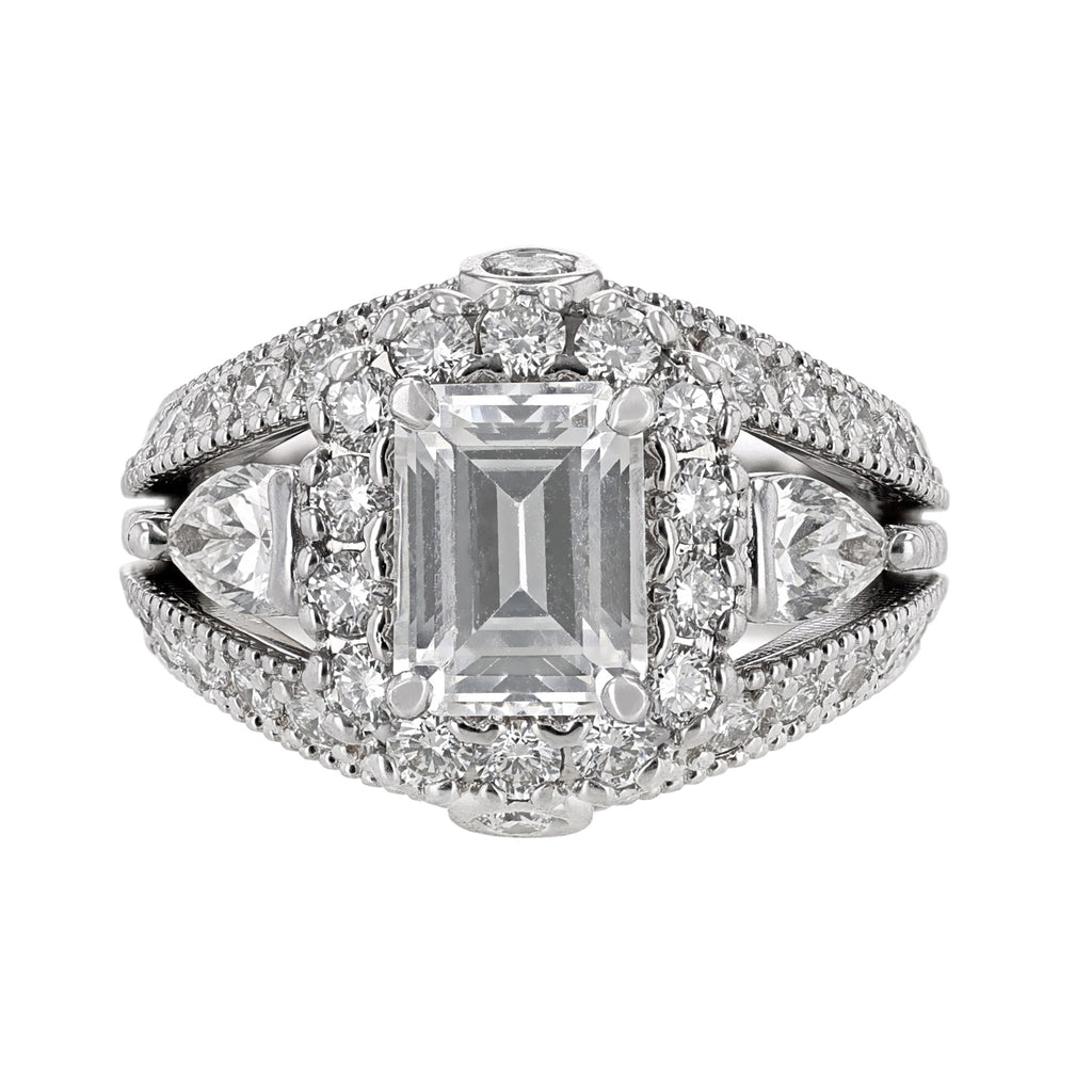 Diamond Halo Pear Accent Dome Ring, 2.25ct. - Nazarelle