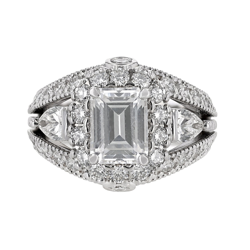 Diamond Halo Pear Accent Dome Ring, 2.25ct. - Nazarelle