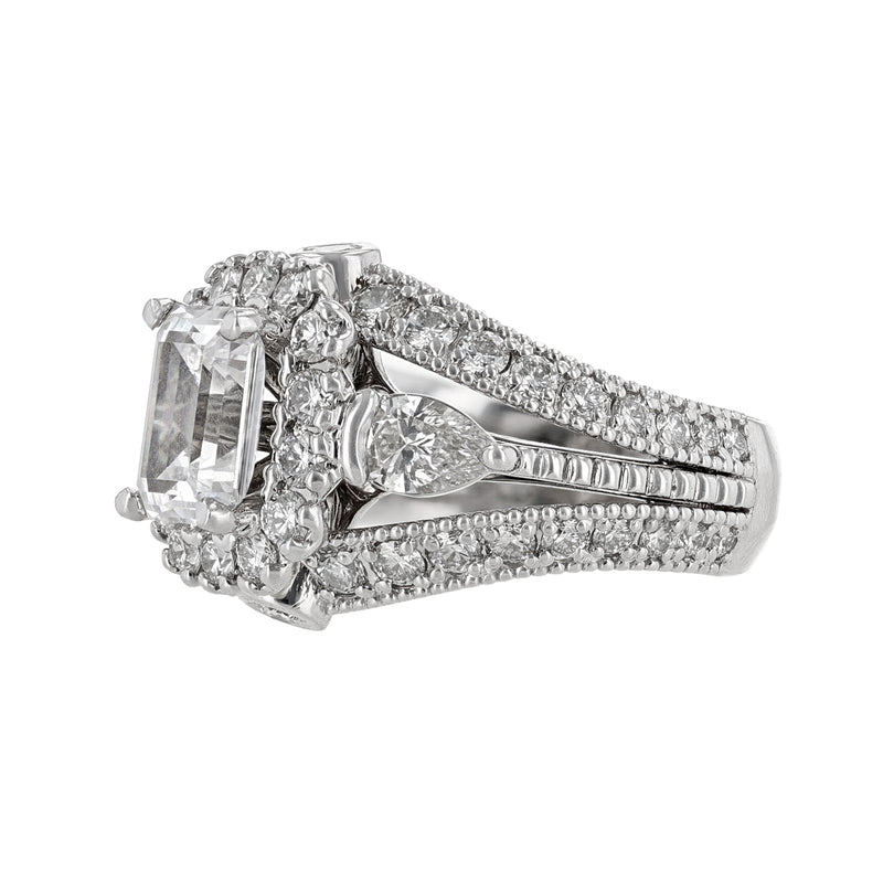 Diamond Halo Pear Accent Dome Ring, 2.25ct. - Nazarelle