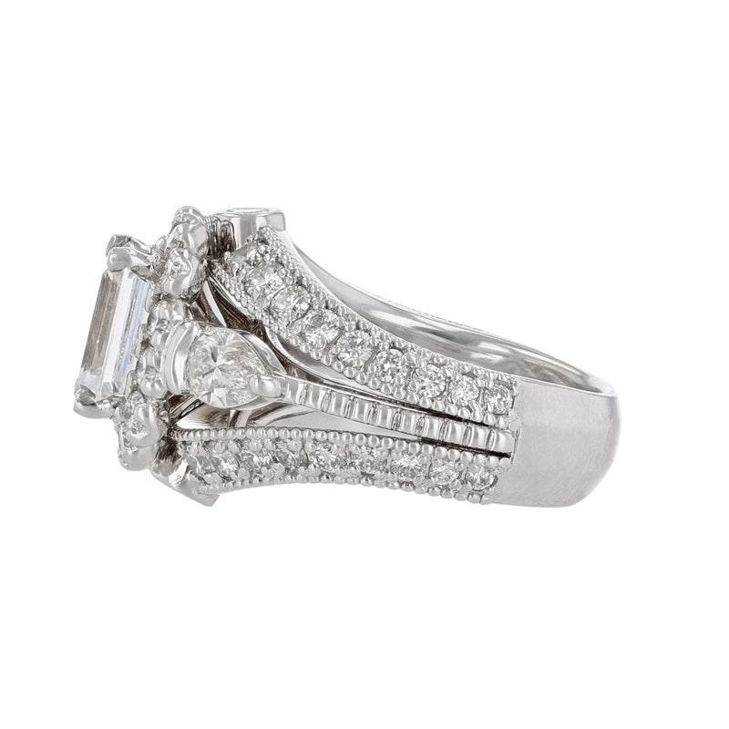 Diamond Halo Pear Accent Dome Ring, 2.25ct. - Nazarelle