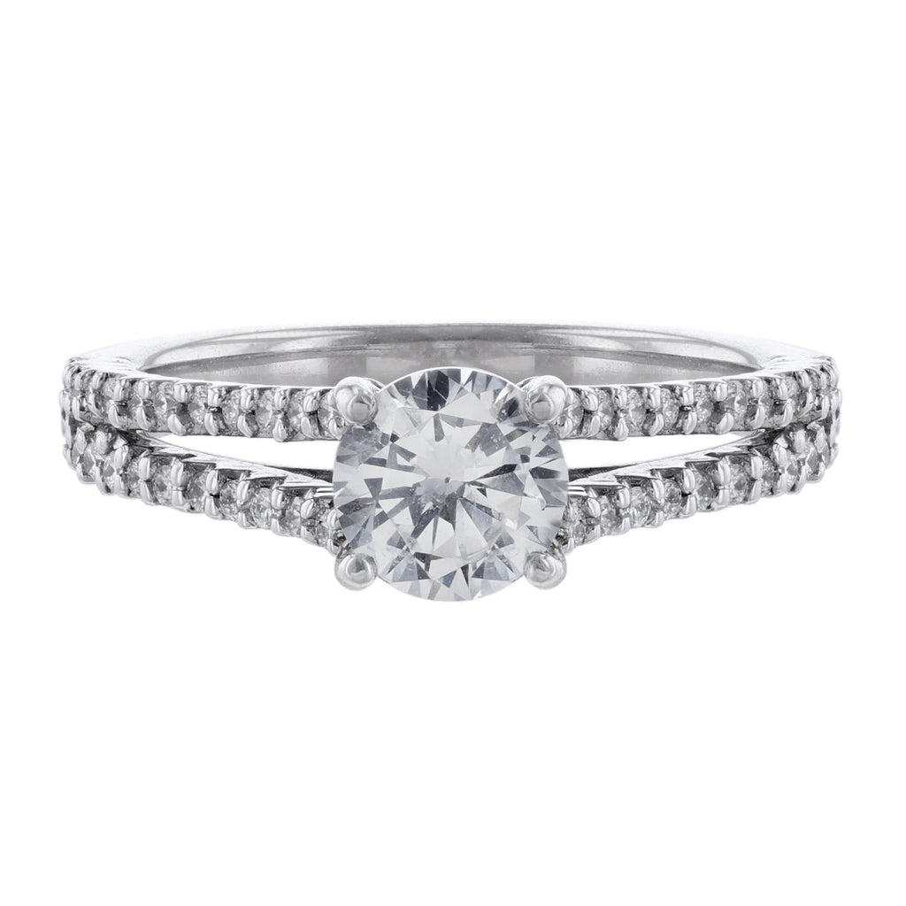 14K White Gold Diamond Accented Thin Split Shank Ring - Nazarelle