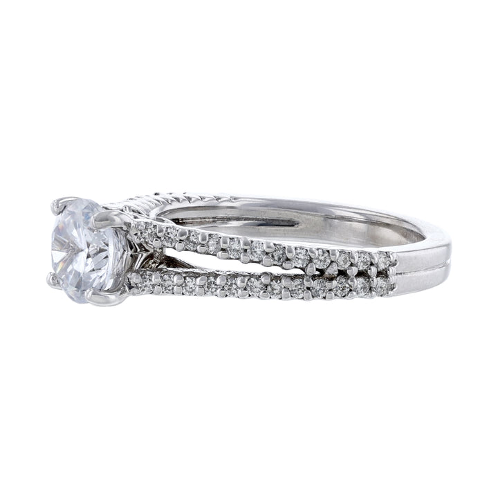 14K White Gold Diamond Accented Thin Split Shank Ring - Nazarelle