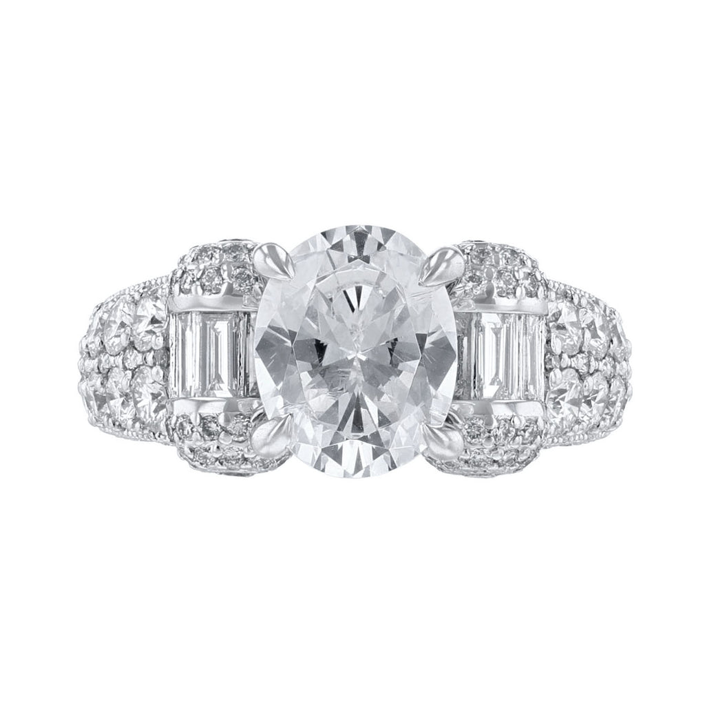 14K White Gold Cylinder Diamond Ring - Nazarelle