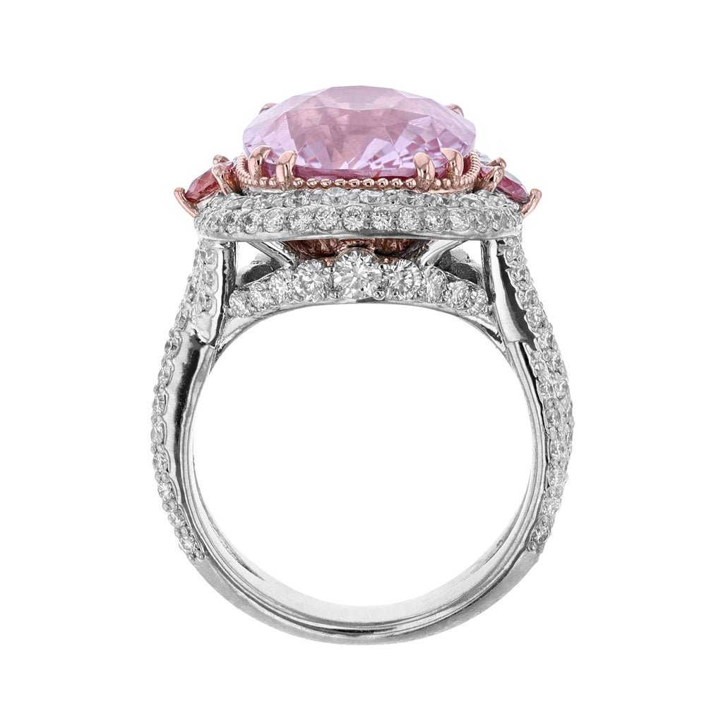 14K White & Rose Gold Padparadscha Pink Sapphire Diamond Ring - Nazarelle