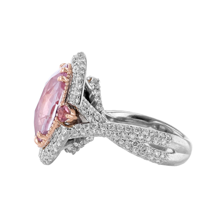 14K White & Rose Gold Padparadscha Pink Sapphire Diamond Ring - Nazarelle