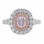 14K White & Rose Gold Pink Diamond Halo Ring - Nazarelle