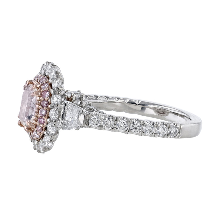 14K White & Rose Gold Pink Diamond Halo Ring - Nazarelle