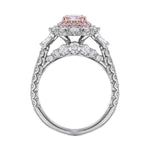 14K White & Rose Gold Pink Diamond Halo Ring - Nazarelle