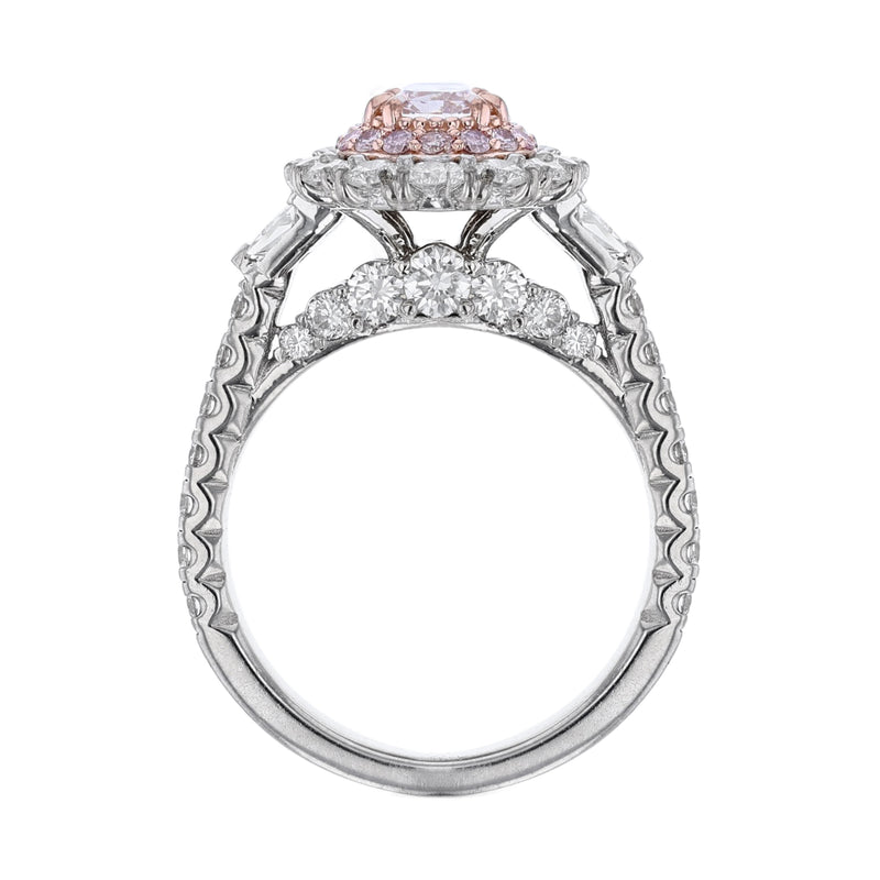 14K White & Rose Gold Pink Diamond Halo Ring - Nazarelle