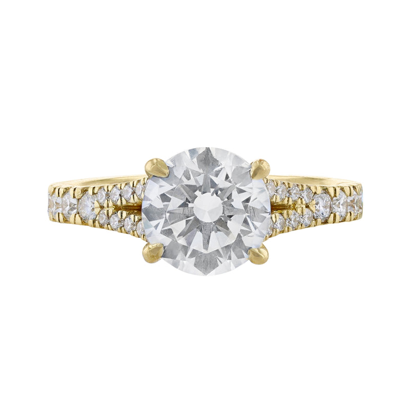 Solitaire Split Bezel Accent Diamond Ring, 0.50ct. - Nazarelle