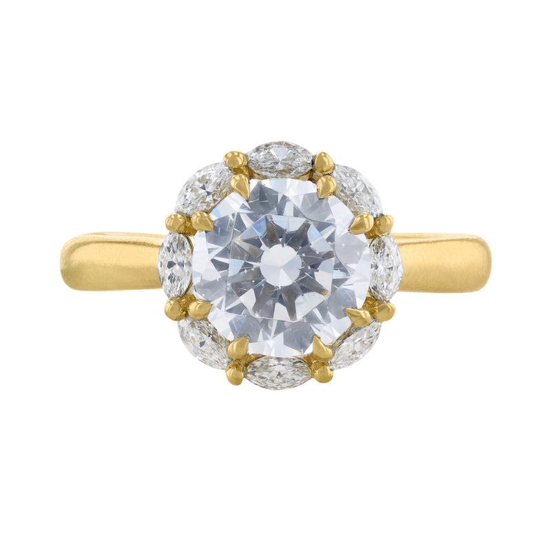 Marquise Diamond Round Halo Ring, 0.42ct. - Nazarelle