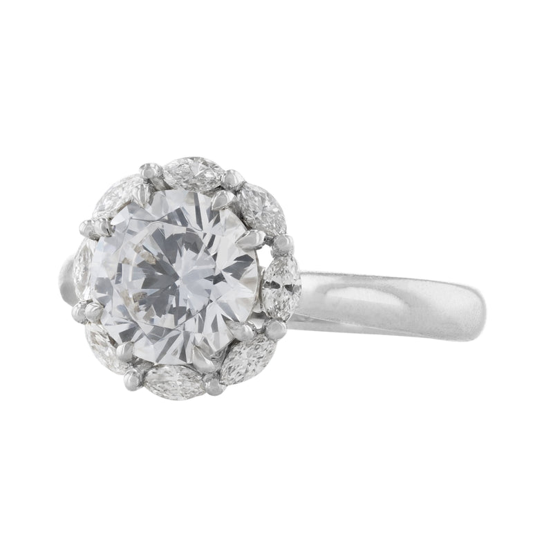 Marquise Diamond Round Halo Ring, 0.42ct. - Nazarelle