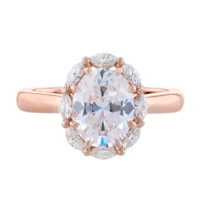 Marquise Diamond Oval Halo Ring, 1.43ct. - Nazarelle