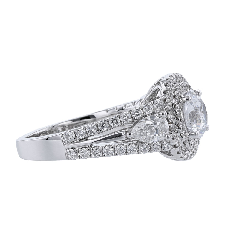 Double Halo Pear Accent Diamond Ring - Nazarelle