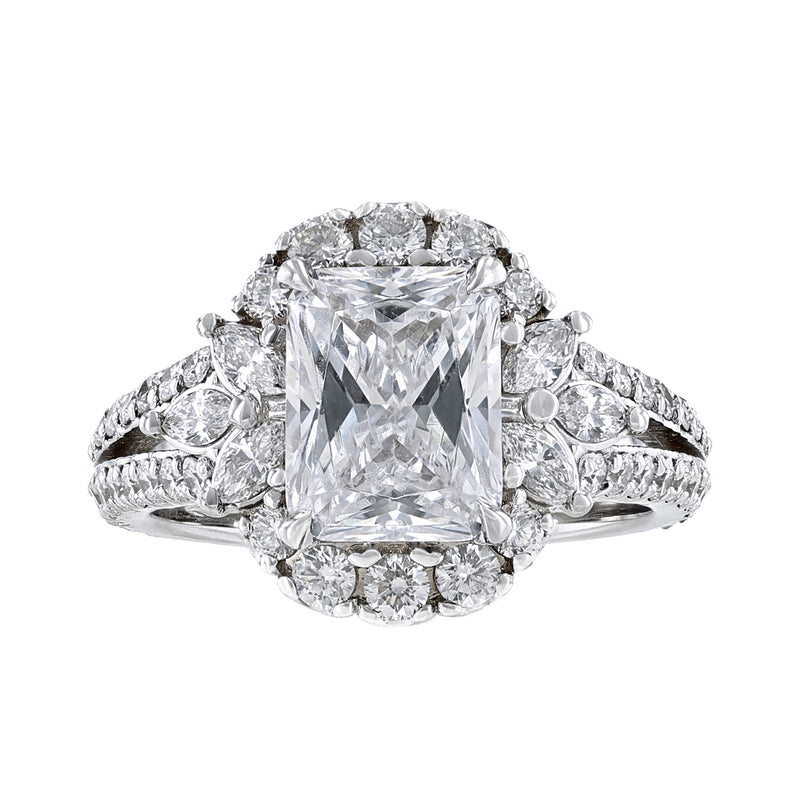 18K White Gold Marquise and Round Cut Engagement Ring, 1.50ct. - Nazarelle