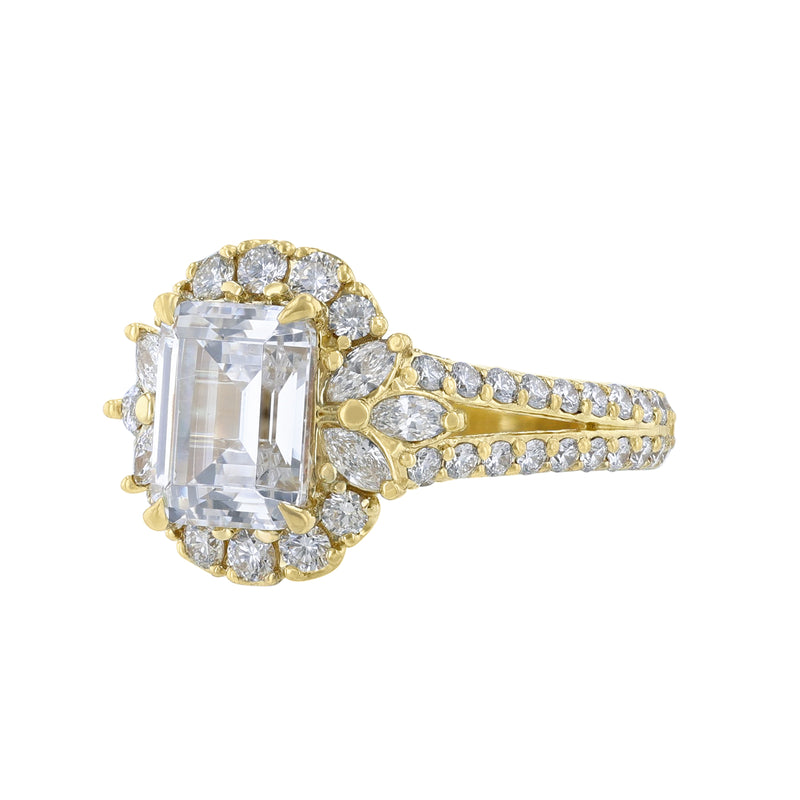 18K White Gold Marquise and Round Cut Engagement Ring, 1.50ct. - Nazarelle