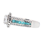 18K White Gold Round Paraiba Tourmaline Diamond Engagement Ring - Nazarelle