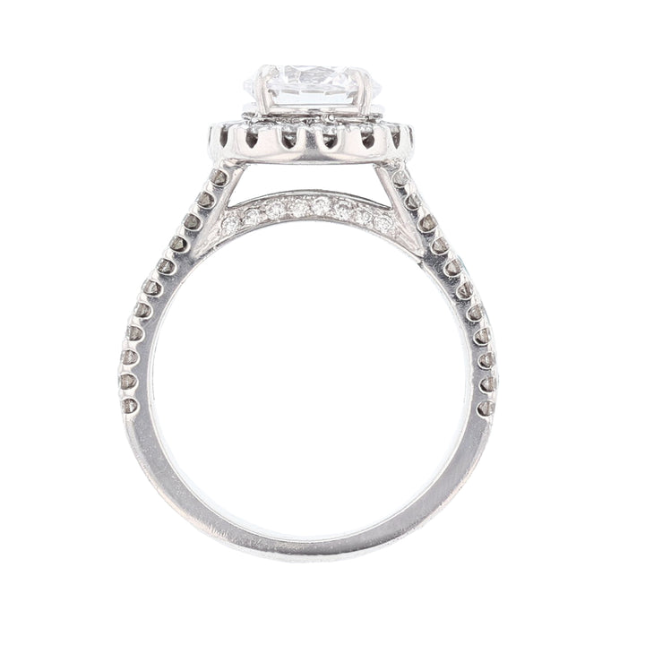 18K White Gold Round Paraiba Tourmaline Diamond Engagement Ring - Nazarelle