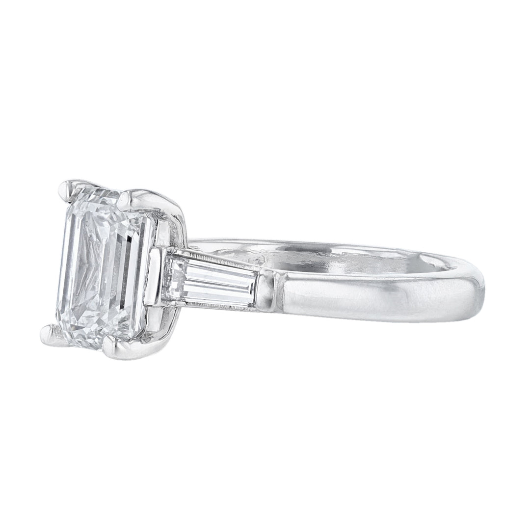 Platinum Emerald Cut Baguette Diamond Ring - Nazarelle