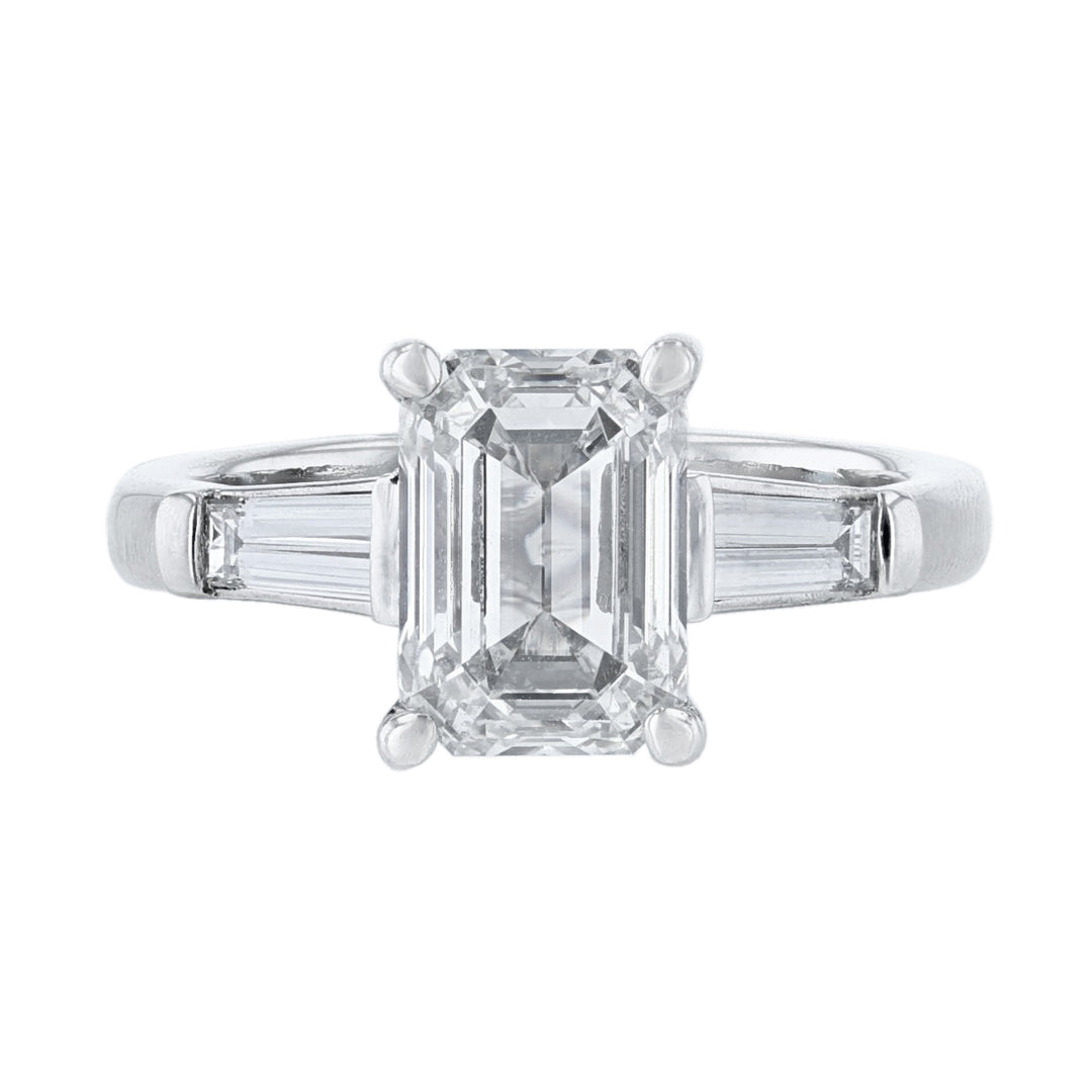 Platinum Emerald Cut Baguette Diamond Ring - Nazarelle