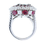 Natural Australian Red Opal, Diamond, and Ruby Ring - Nazarelle