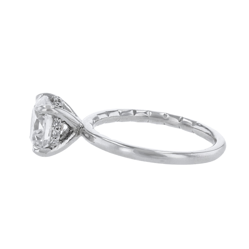 14K White Gold Round Under Halo Diamond Ring - Nazarelle